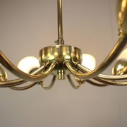 Brass and glass ten-arm chandelier from the mid-century, 1960s.