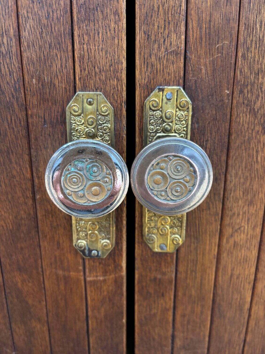 Antique bedside table in solid oak