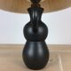 Black ceramic lamp Henri Chatard, 50s, wool lampshade