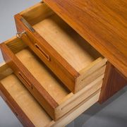 Mid-century Danish freestanding teak desk with raised lip edge, 1960s