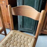 5 chairs made of wood and rope