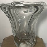 Crystal vase signed daum france free form 4.4 kg