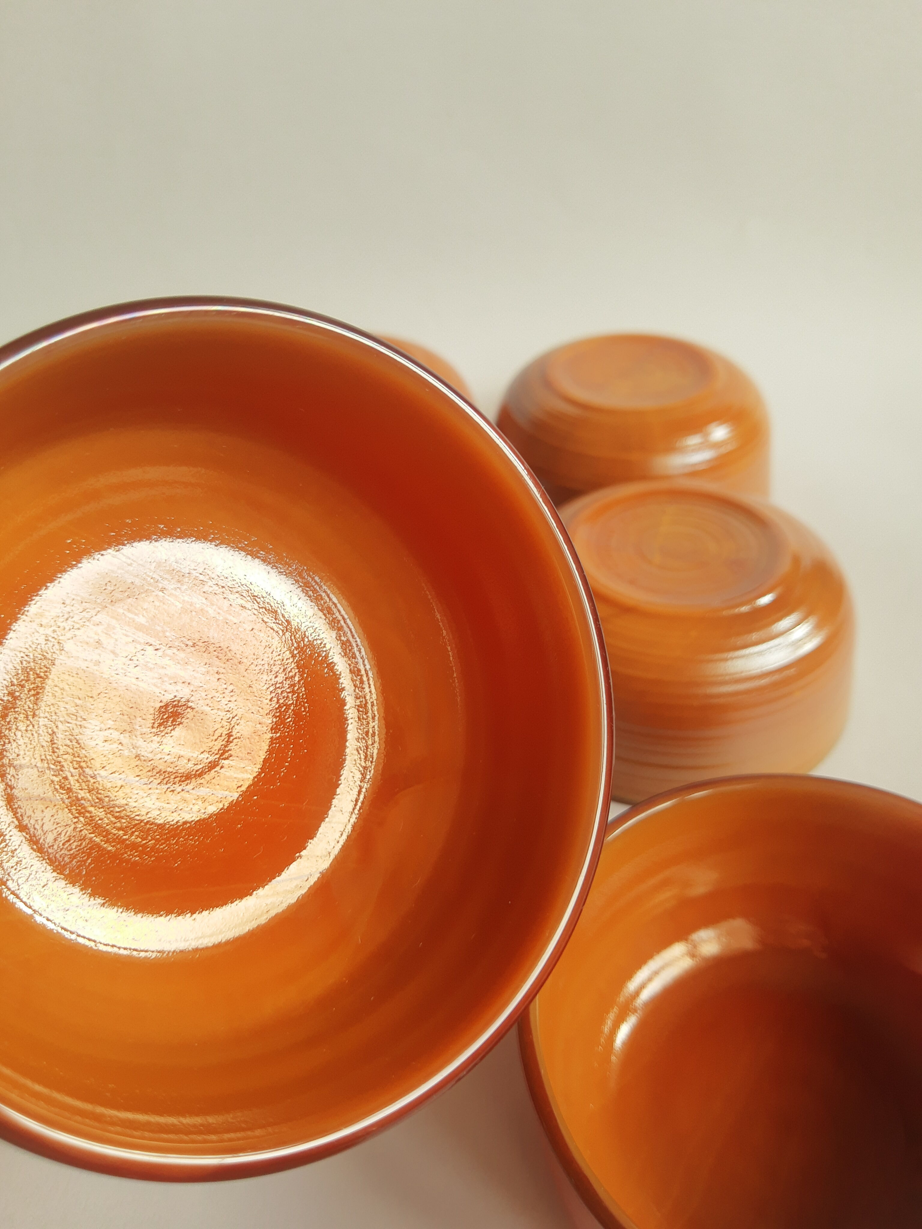 Set of 10 brown ramekins Arcopal Vintage volcano