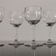Set of 6 old balloon glasses on legs in hand-blown crystal 20s