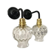 Set of two vintage electrified electrified glass wall lamps