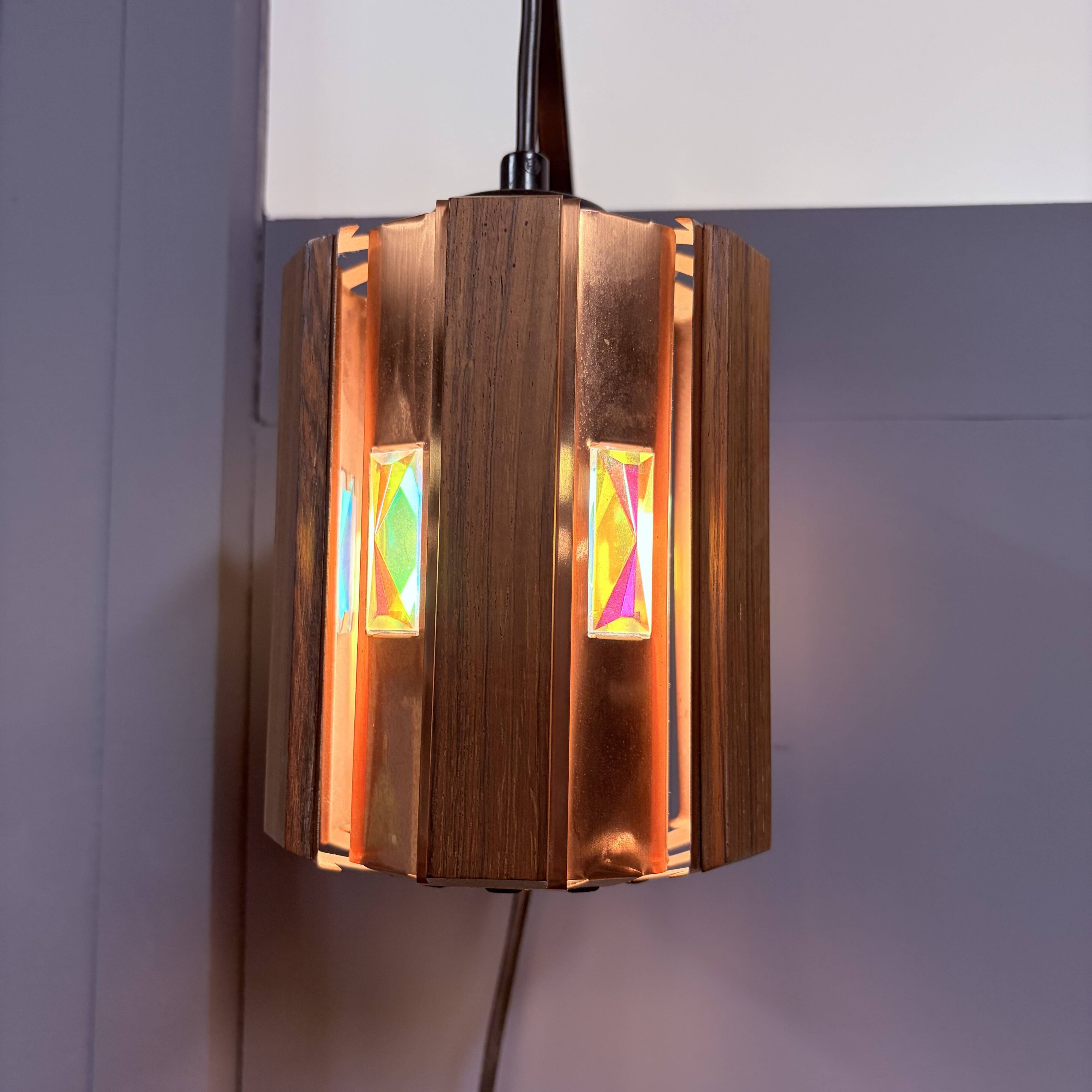 Werner Schou wall lamp, copper and teak 1960s