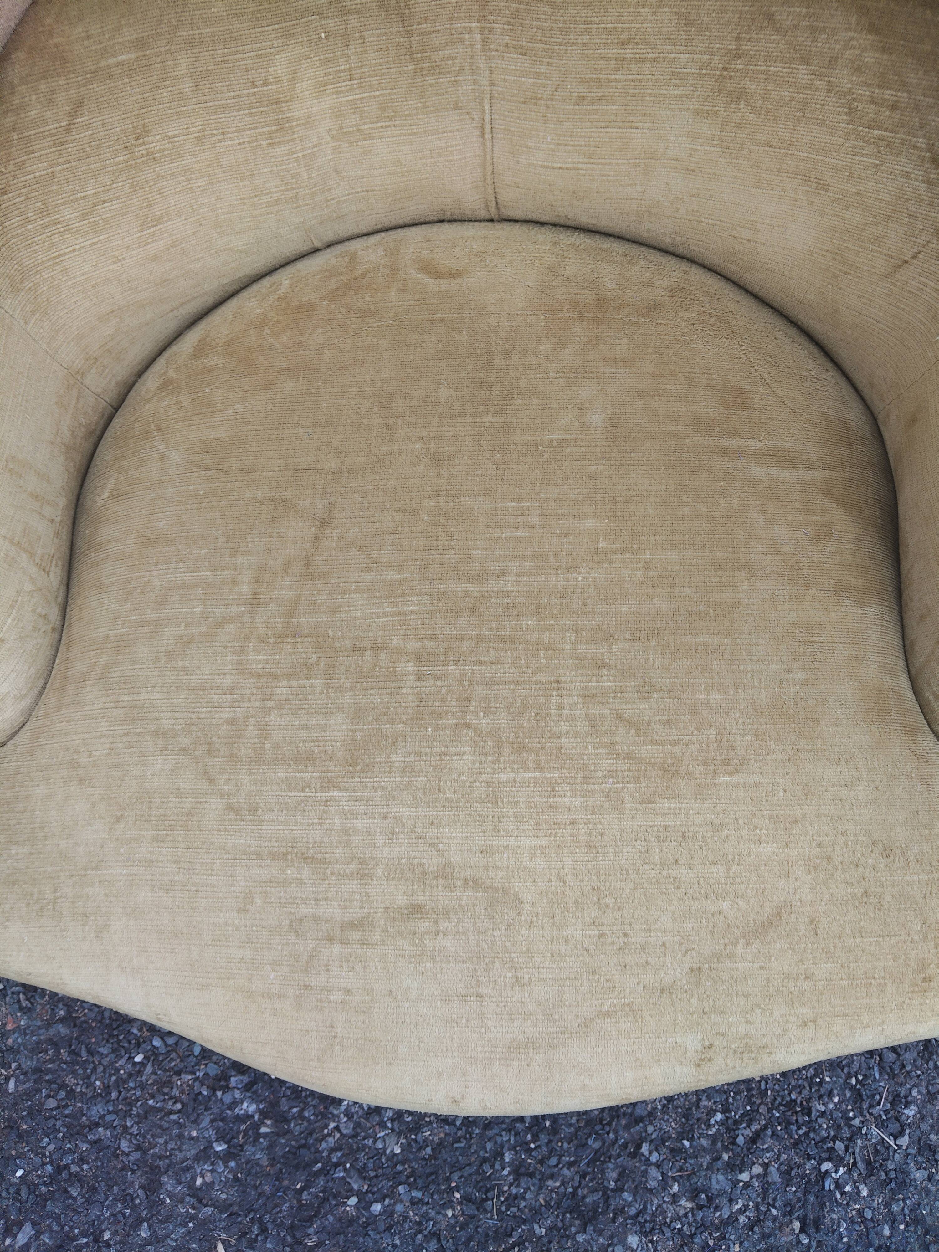 Antique Napoleon III crab chair in patinated mustard velvet.