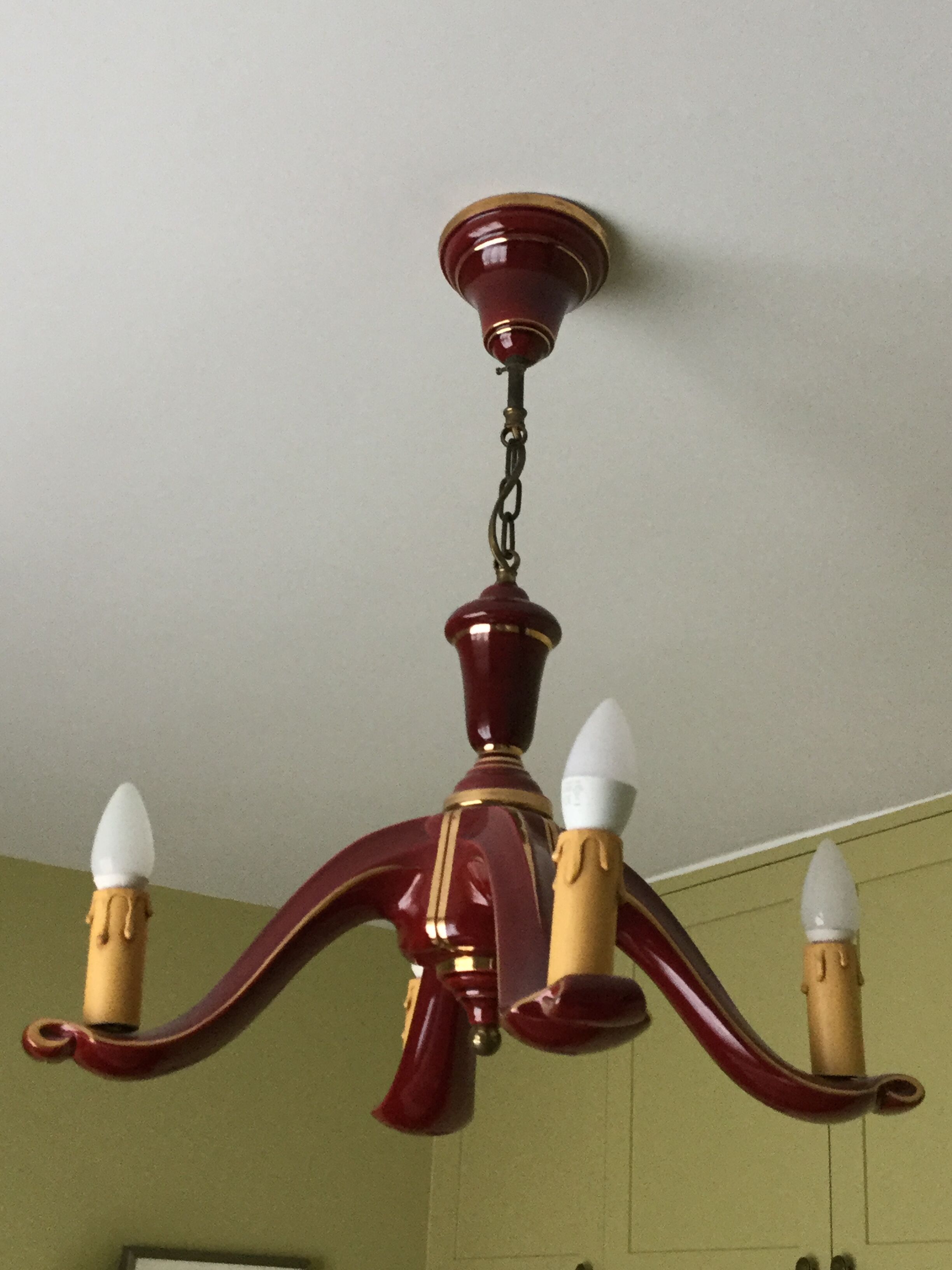 Lustre art deco burgundy earthenware and gold