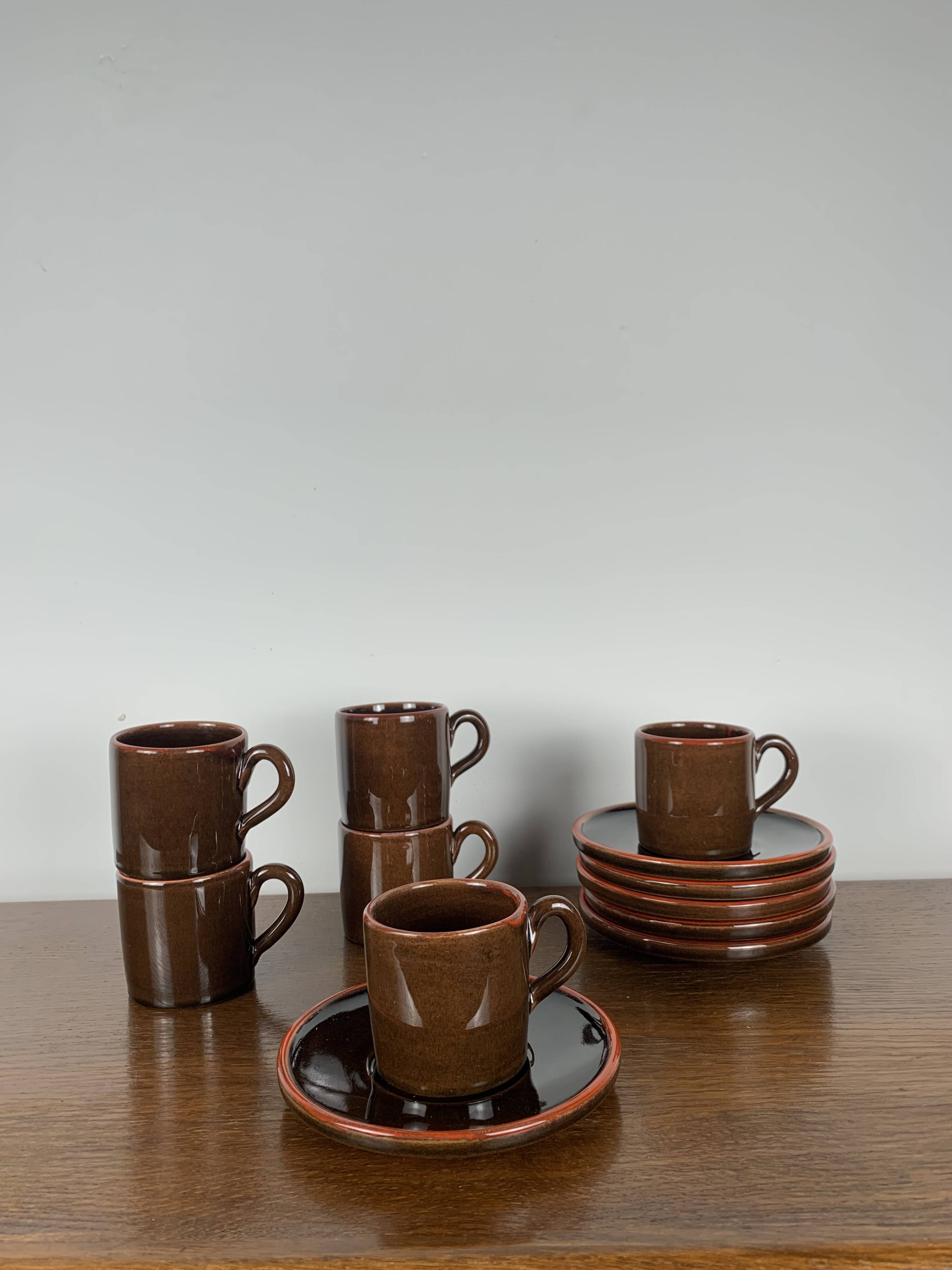 6 coffee cups with saucers, Toreboda Sweden, 1960