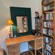 Rattan desk, woven willow and wood