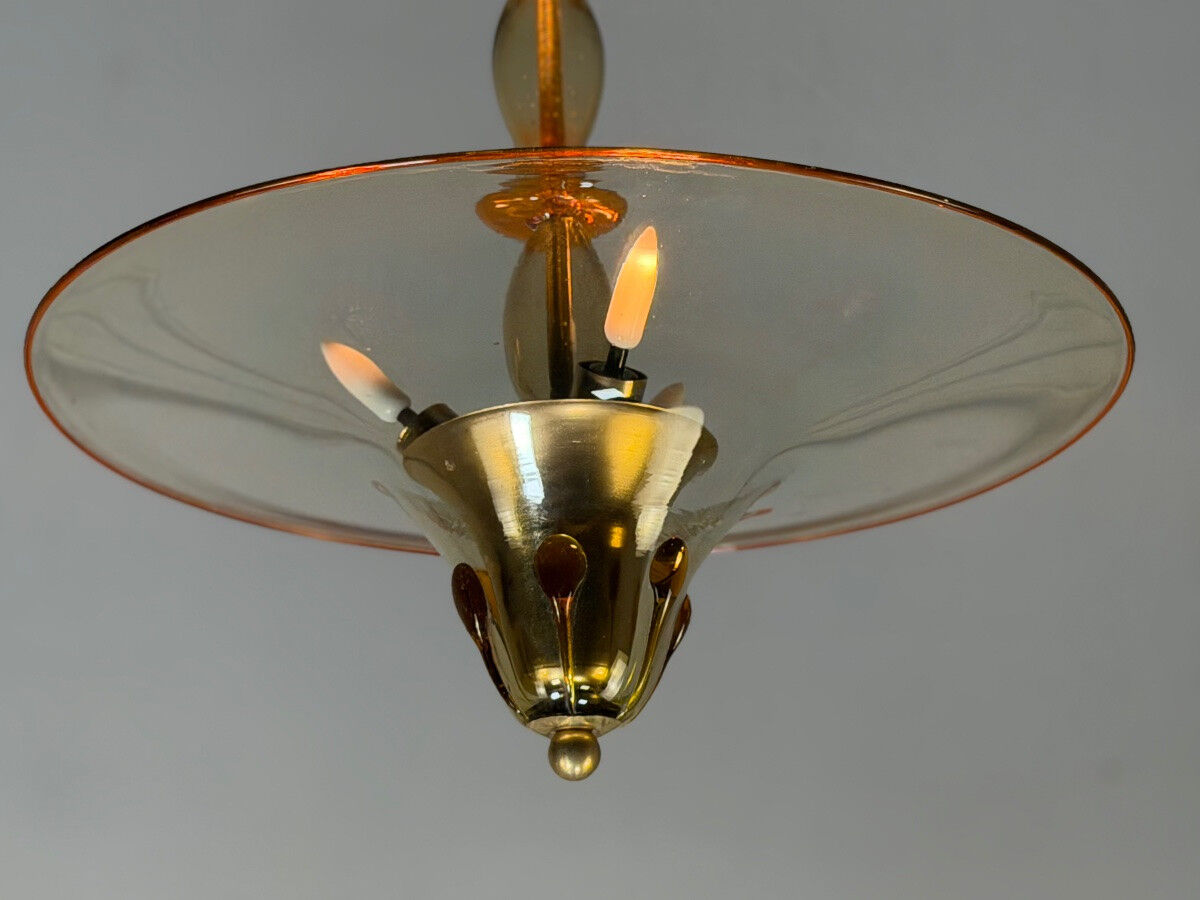 Venetian lustre in gilded and orange Murano glass, circa 1920.