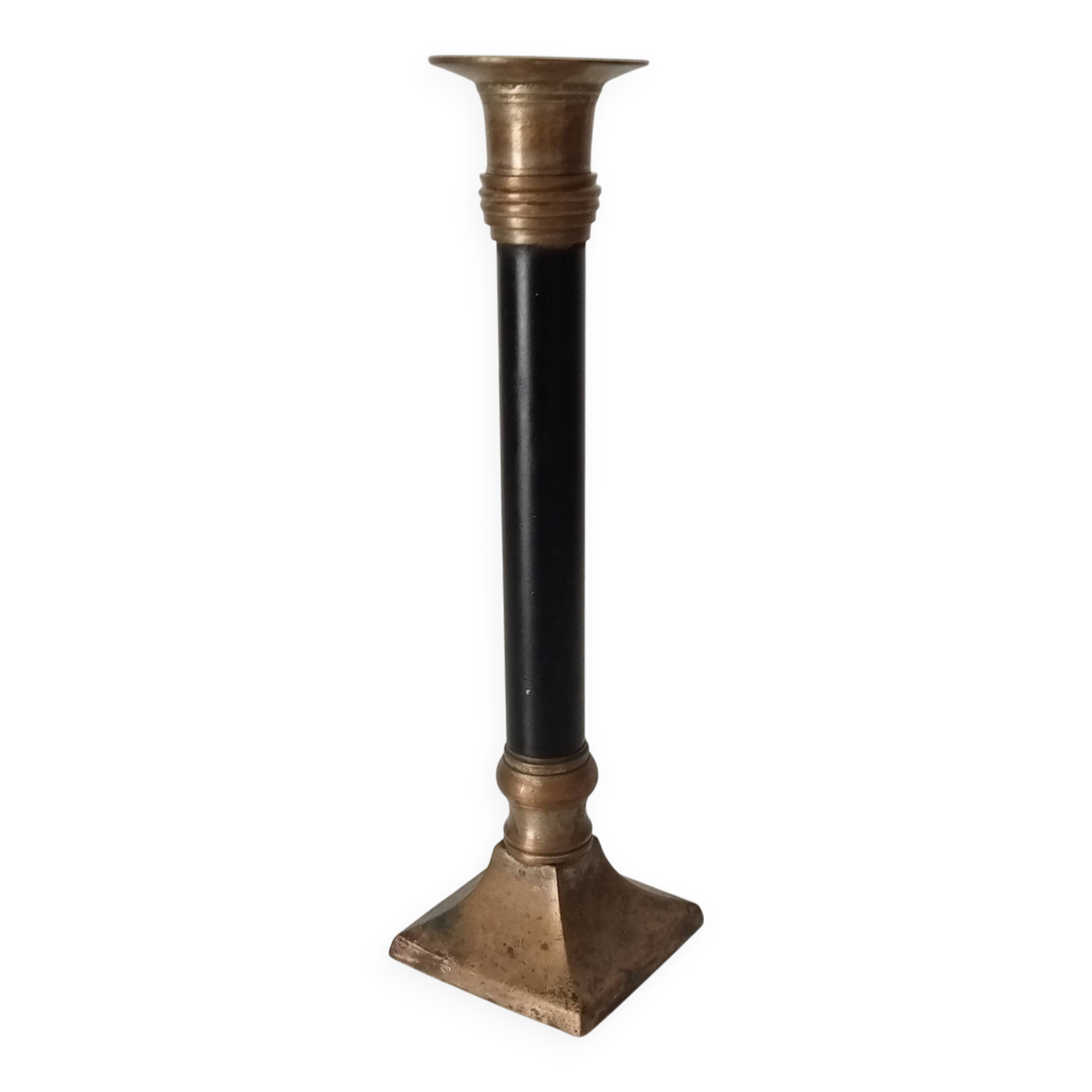 Antique brass and metal candle holder
