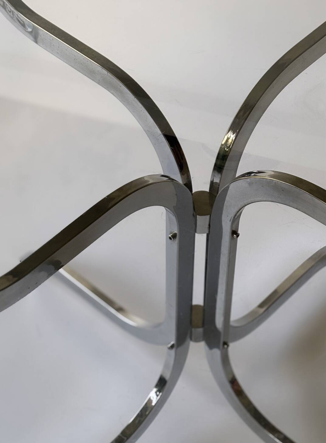 Smoked glass and chrome metal dining table 1970