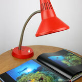 Adjustable Desk Lamp in Red Painted Metal and Chrome-Plated Spiral Arm from Tep, 1970s
