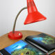 Adjustable Desk Lamp in Red Painted Metal and Chrome-Plated Spiral Arm from Tep, 1970s