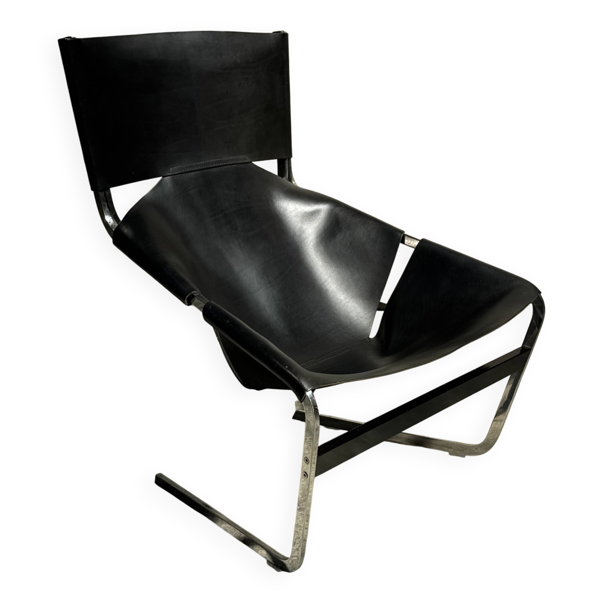 F444 armchair in black leather by Pierre Paulin for Artifort 00's