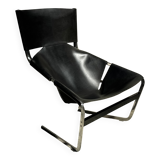 F444 armchair in black leather by Pierre Paulin for Artifort 00's