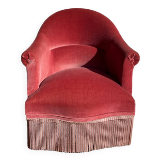 Fauteuil / crapaud velours rose