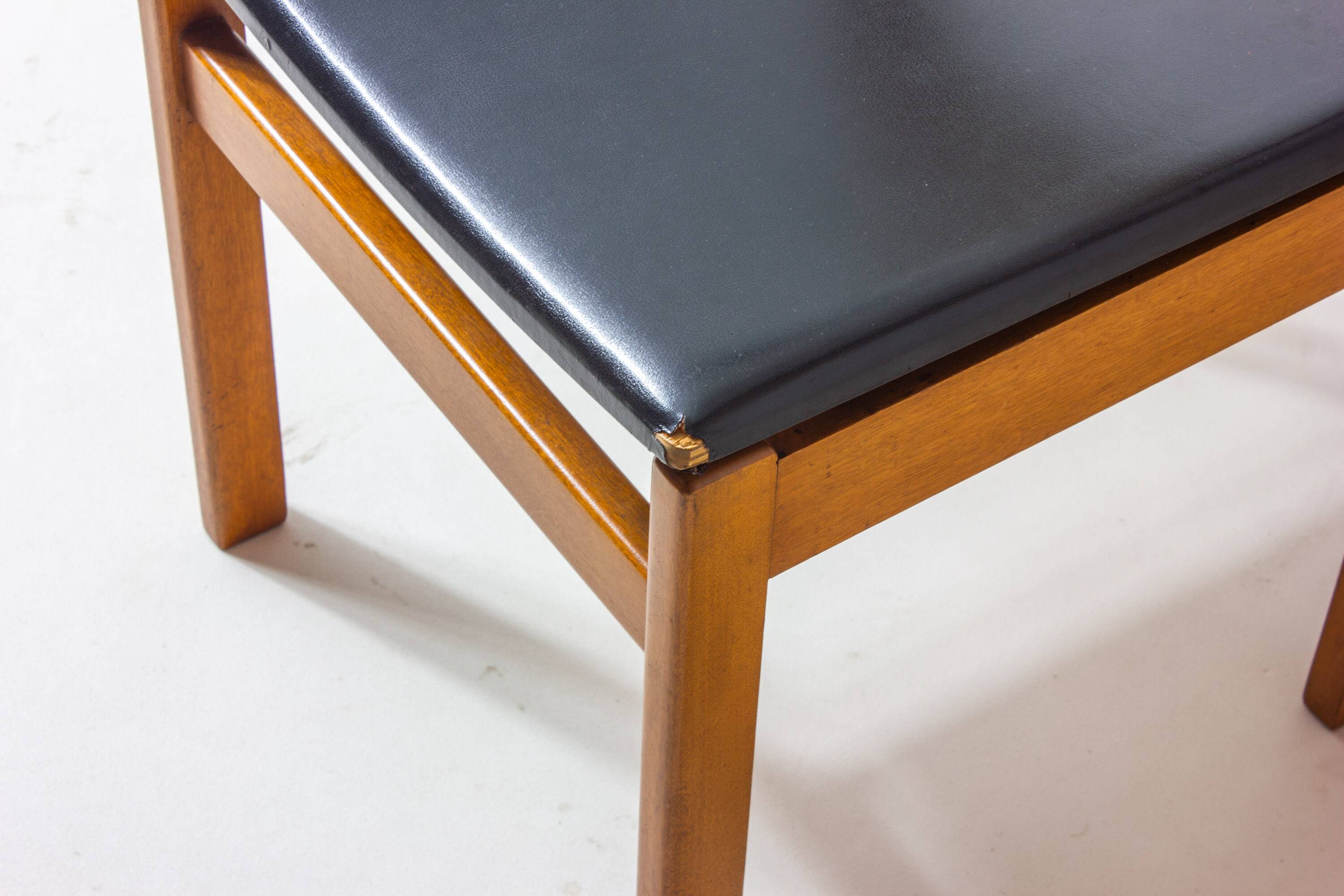 Set of 6 'Abstracta' dining chairs in beech by Jos de Mey, Belgium 1960s