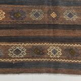 6x9 Brown Grenn Handmade Persian Kilim Rug, 187x286Cm