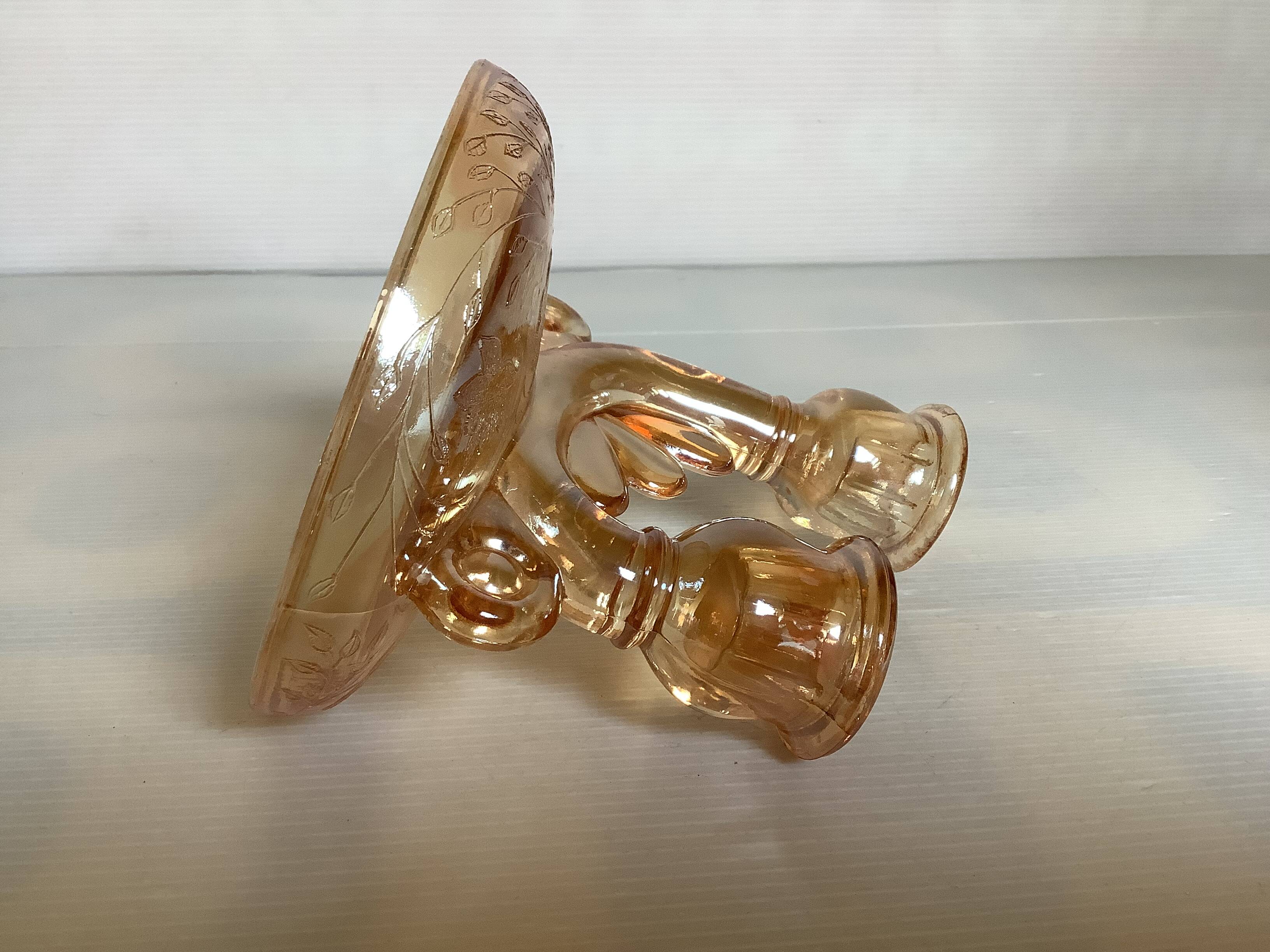 Double iridescent yellow marigold carnival candle holder