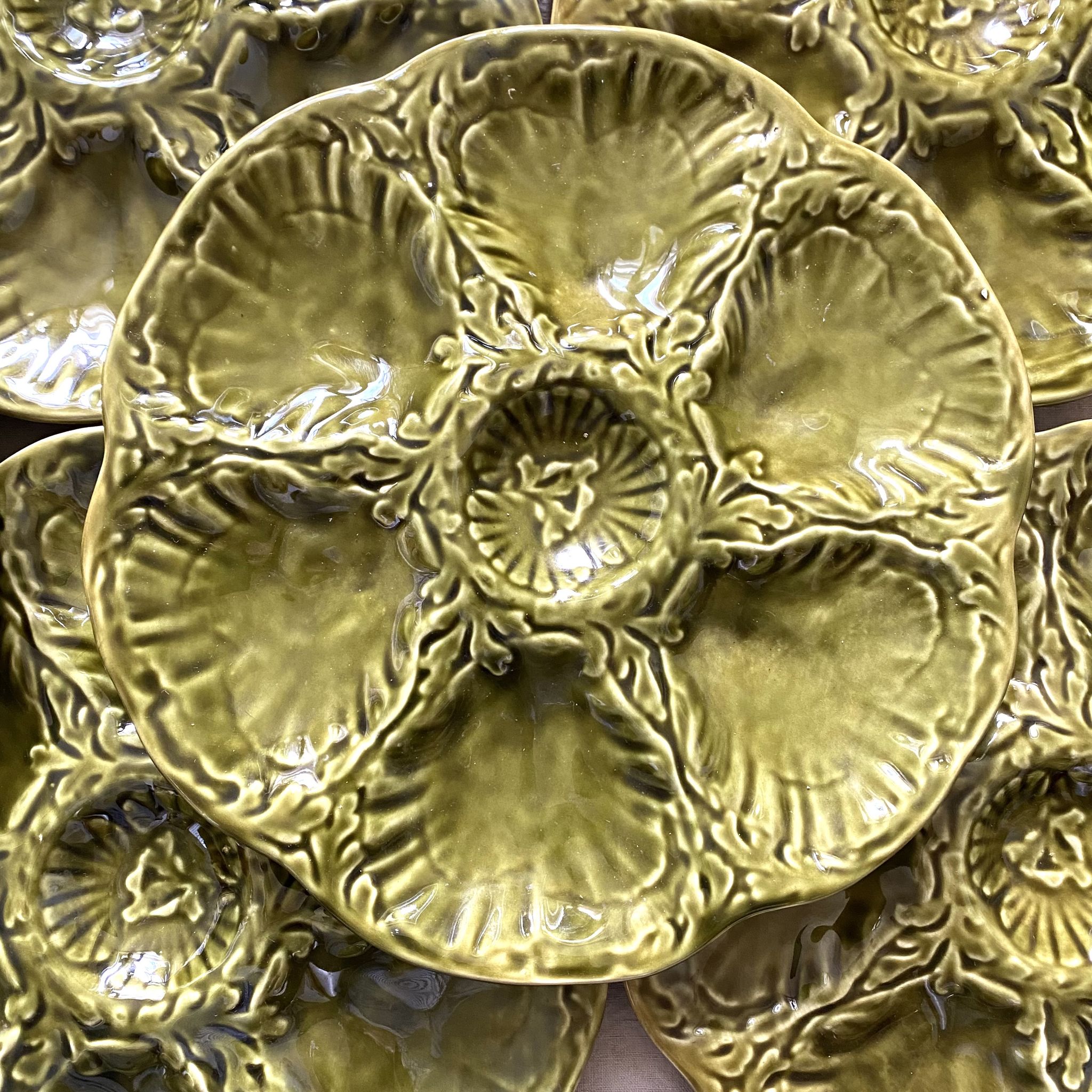 Vintage ceramic oyster plates from Gien