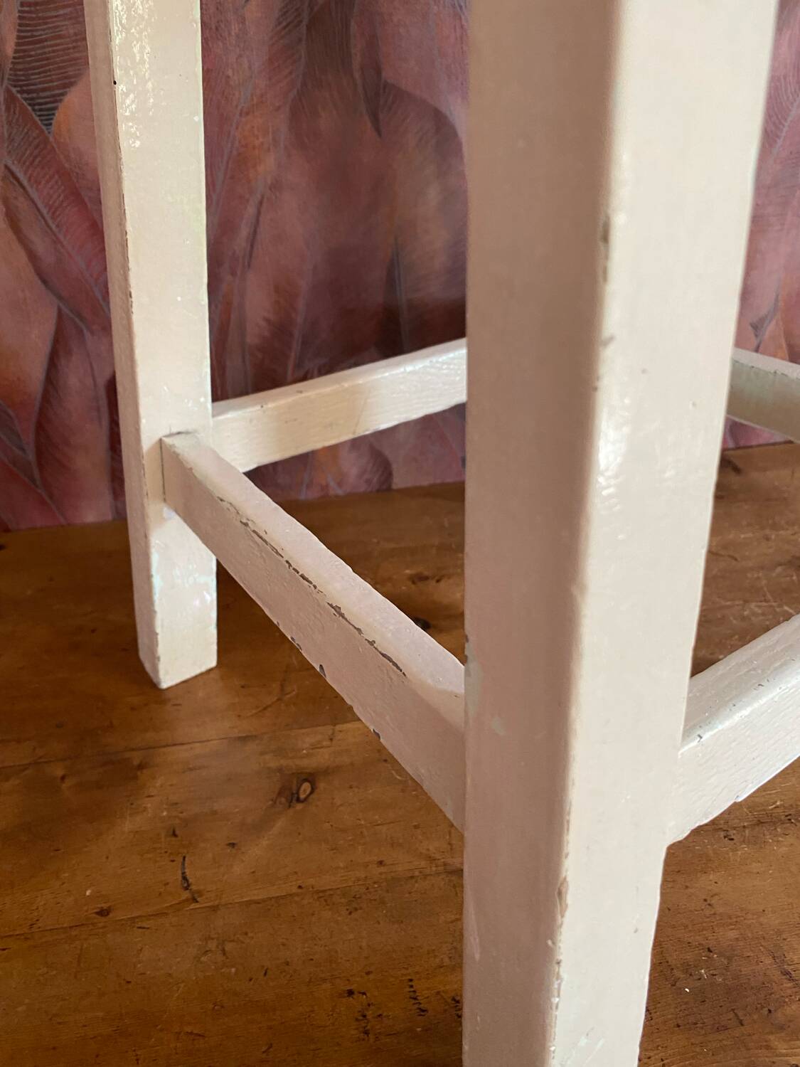 Vintage stool 1950/1960, rustic wooden stool, old workshop chair, kitchen, Shabby style.