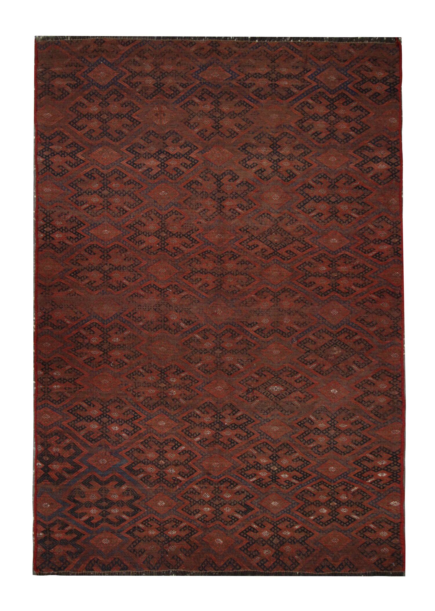Antique Sumakh Kilim Rug, 1920s Tribal Wool Flatweave Carpet 178 x 118 cm