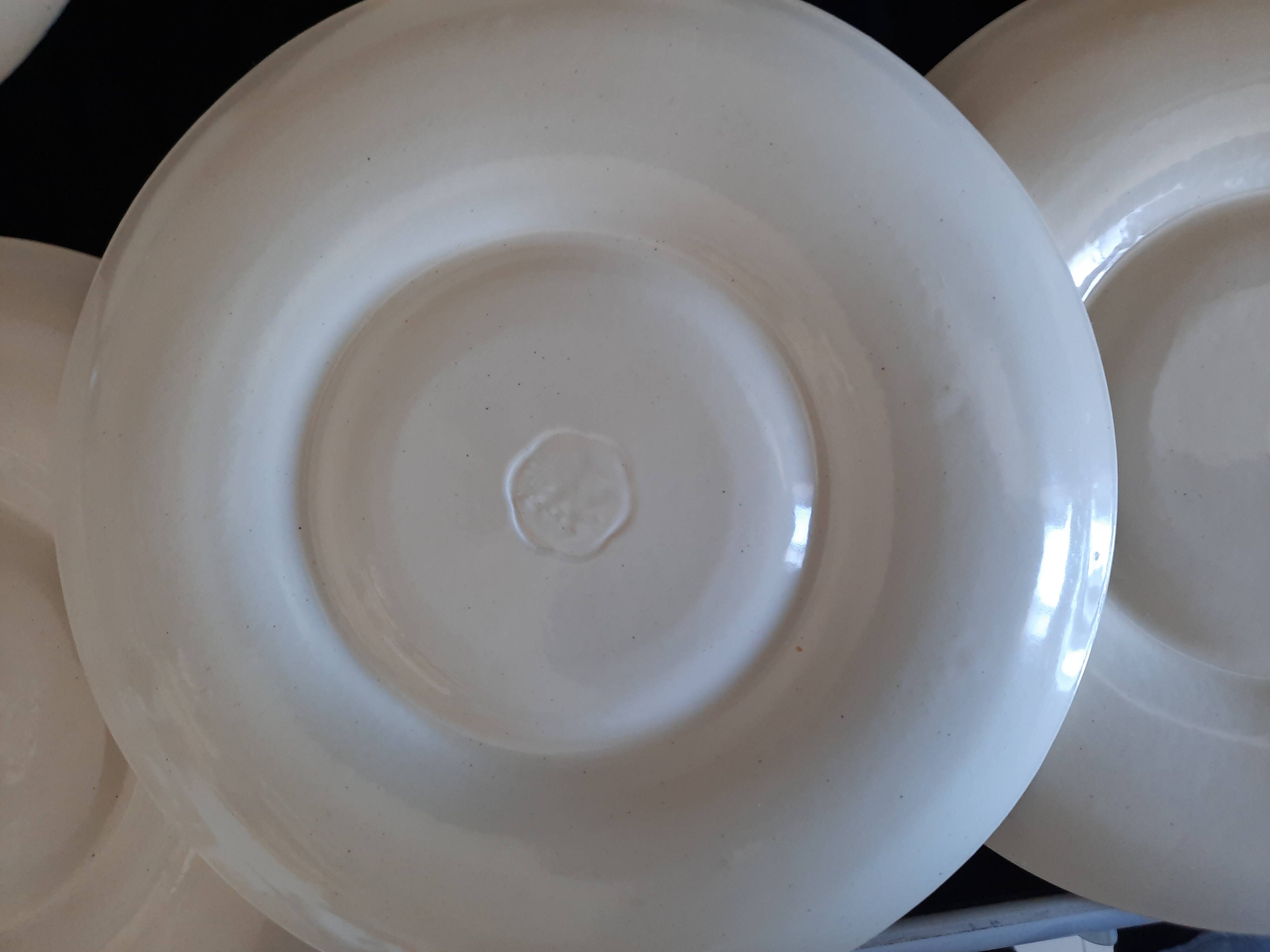 Set of 6 Vintage Mimosa Egg Plates – Speckled Cream Ceramic