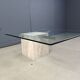 Travertine and brass coffee table by Artedi, 1980s