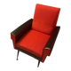 Brussels style armchair from the 50s/70s in faux leather and wool.