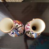 Set of 2 vases with Gien peonies handles
