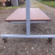 Iron and wood industrial rolling table