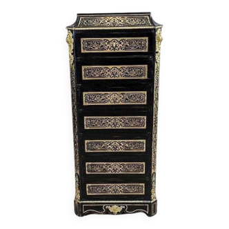 Antique Baroque Revival Inlaid Dresser, 1890s