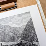 The Devil's Bridge, Schöllenen, vintage engraving, 1878.