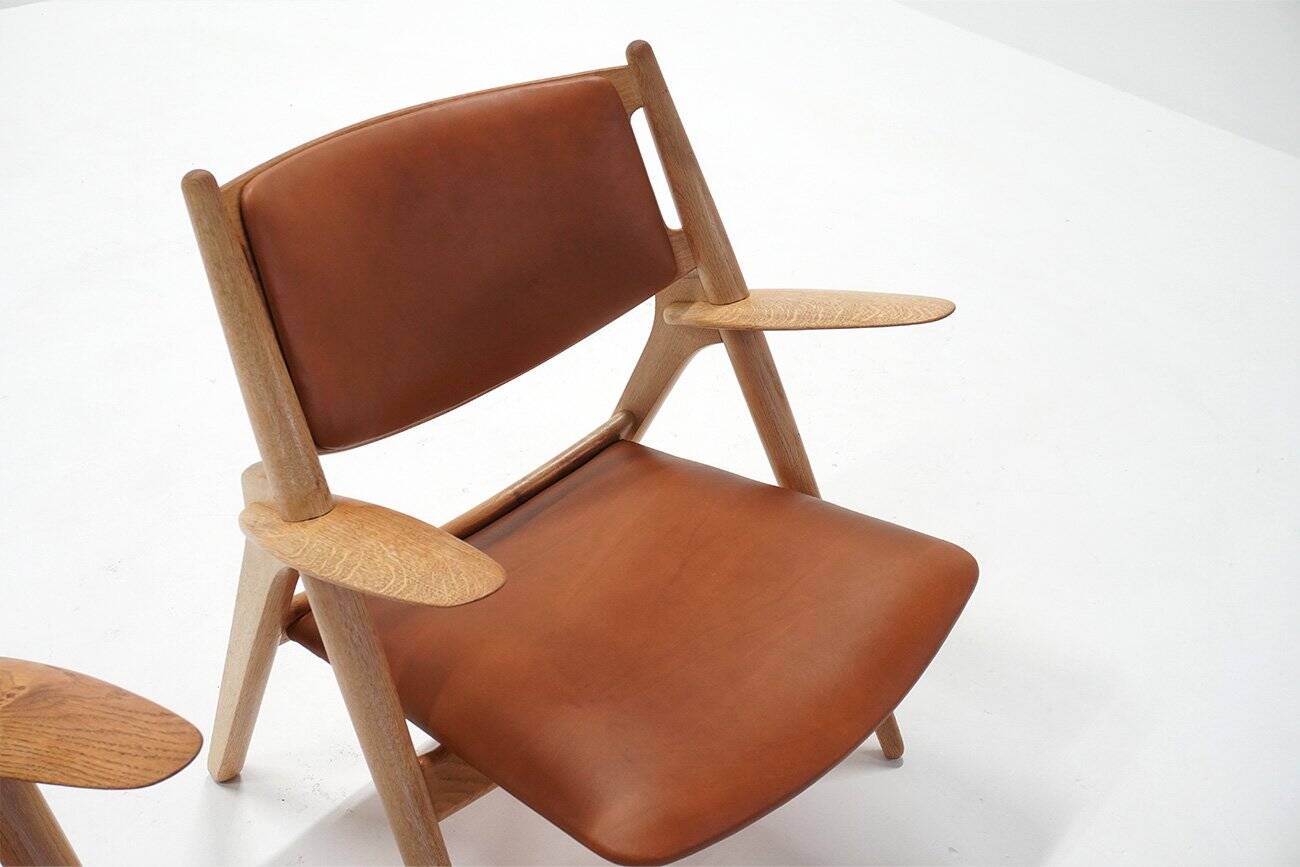 Vintage CH28 Sawbuck Lounge Chairs by Hans J. Wegner for Carl Hansen, 1960s, Set of 2