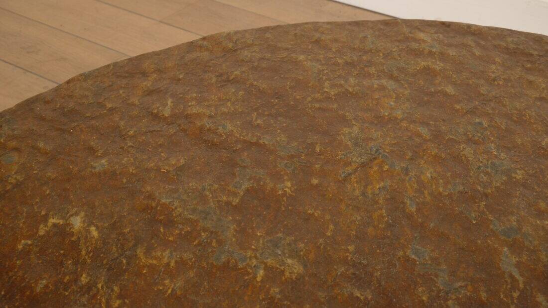 Vintage coffee table | Natural stone | Stainless steel | Brutalist