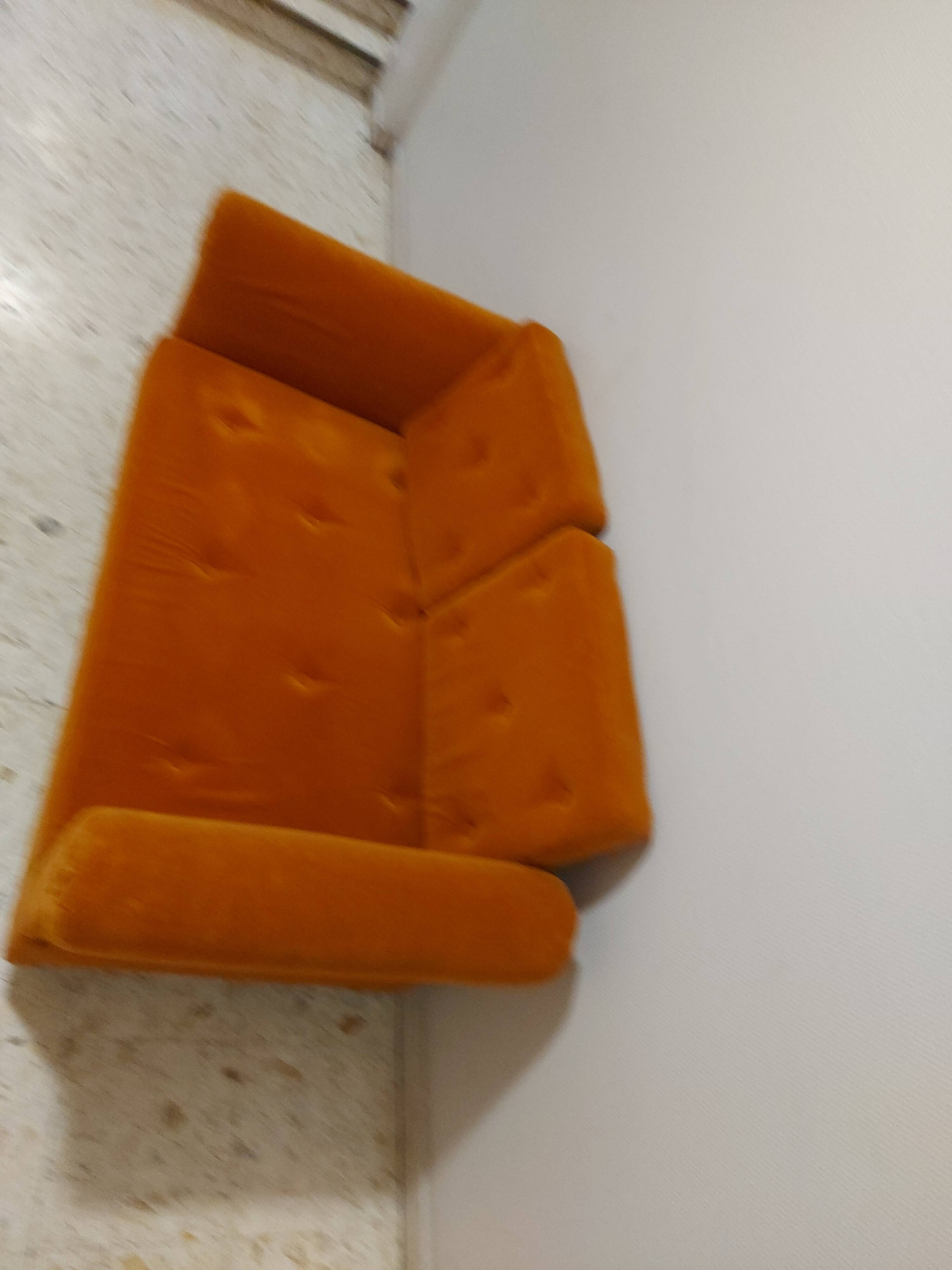 Sofa, daybed art deco, orange velvet
