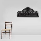 Richly carved baroque black wooden sculptured shelf, France ca. 1850