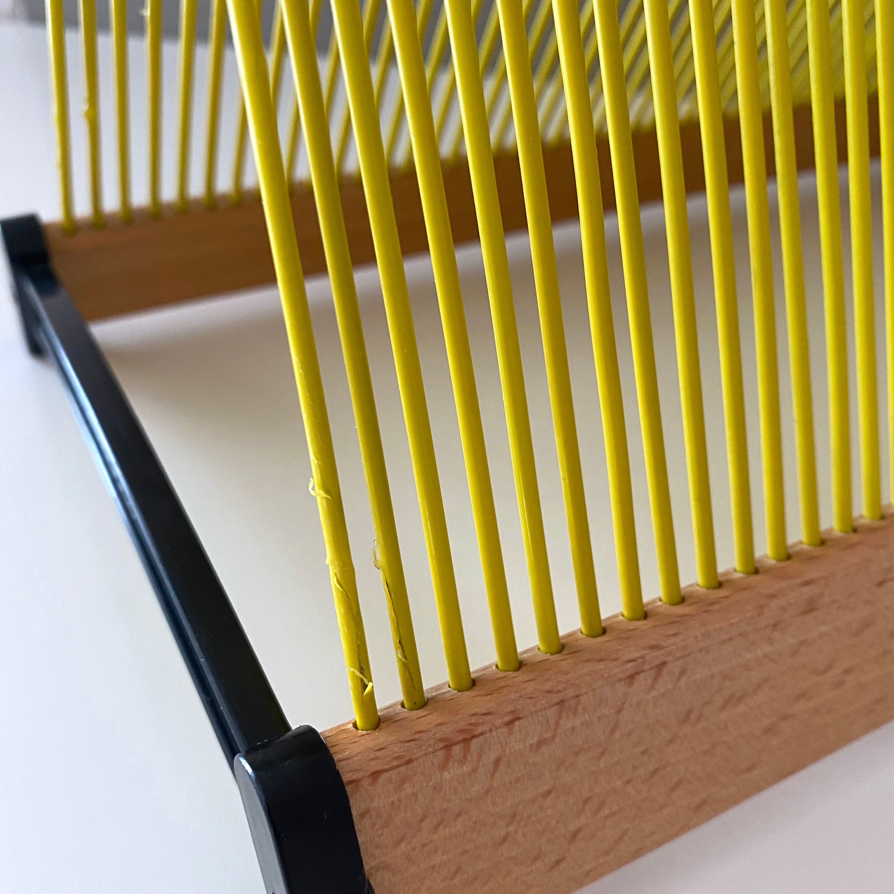 Vintage record stand, vinyl record holder, plattofix germany, yellow 50 records