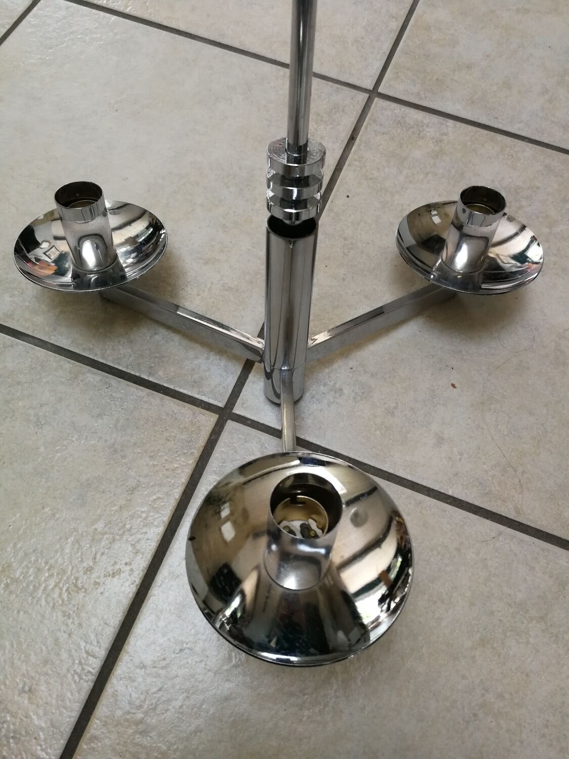 Chandelier 3 balls smoked glass 70's