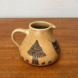 Mid-century German ceramic studio pitcher with owl motif by Heinz Theo Dietz, 1960s.