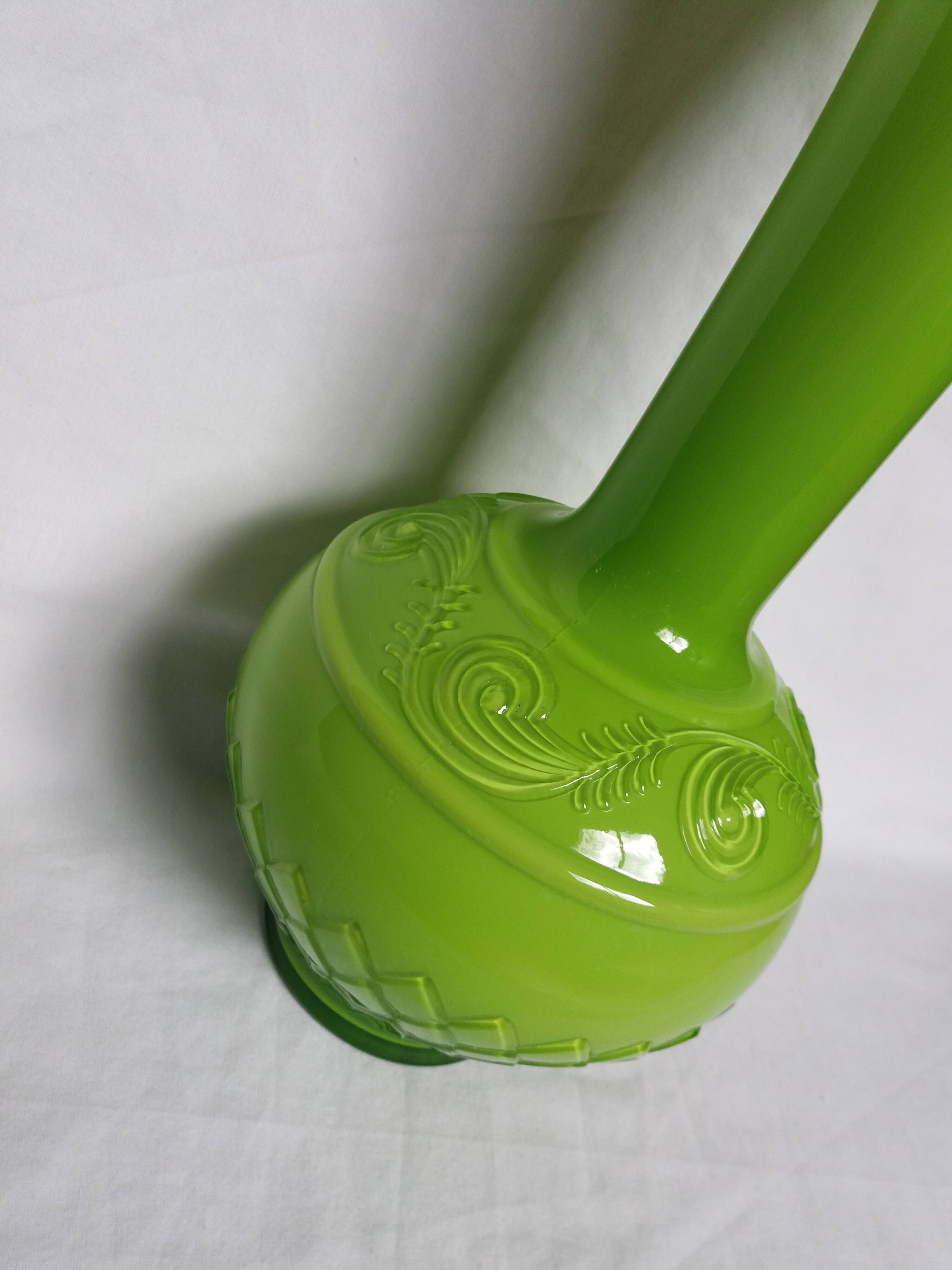 Apple green opaline glass vase