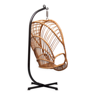 Rattan Hanging Chair by Rohe Noordwolde Holland 1960s