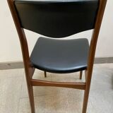 Set of 6 Scandinavian Skaï and teak wood chairs