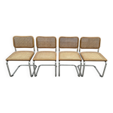 4 Cesca-style metal, wood and cane chairs