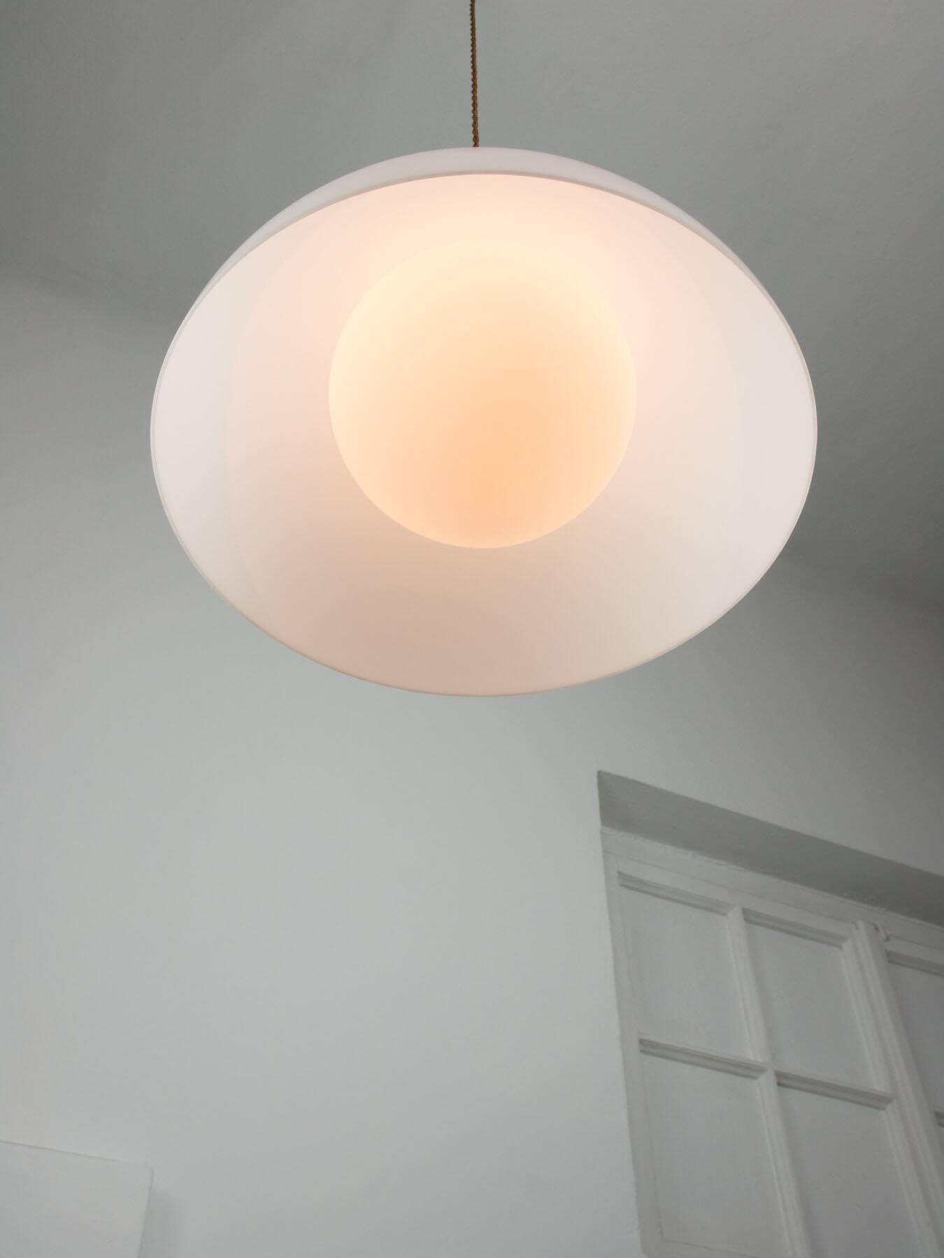 Italian Space Age Pendant in Brass and Acrylic Glass, 1970s