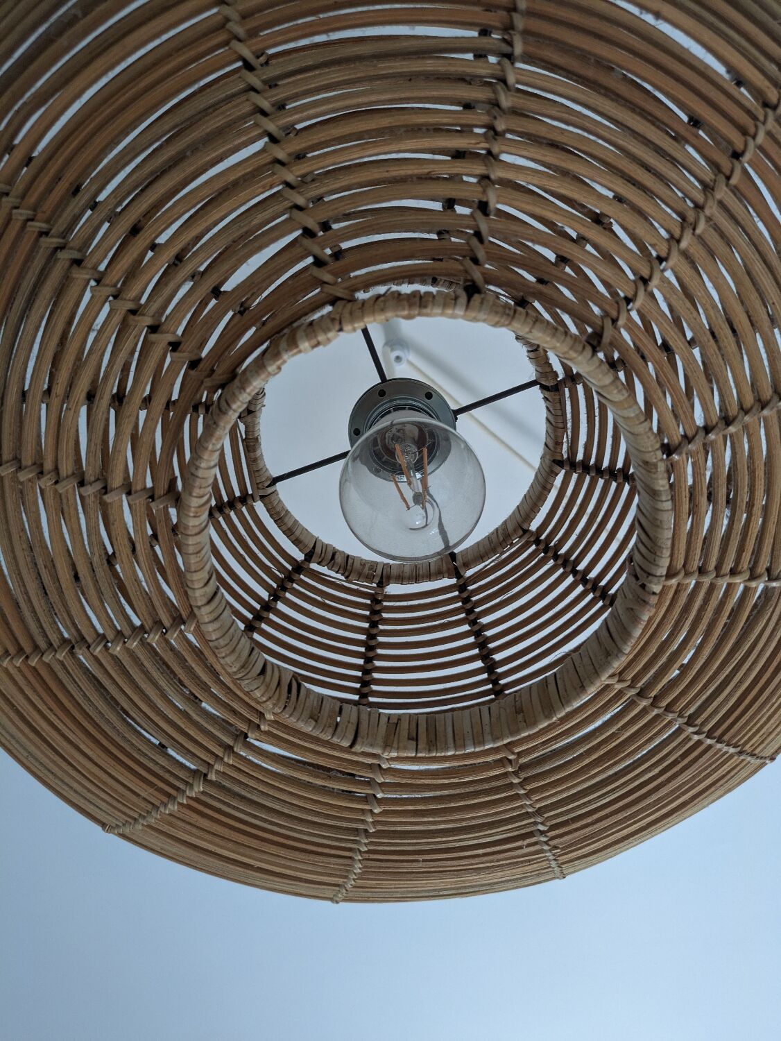 Designer rattan circle pendant light