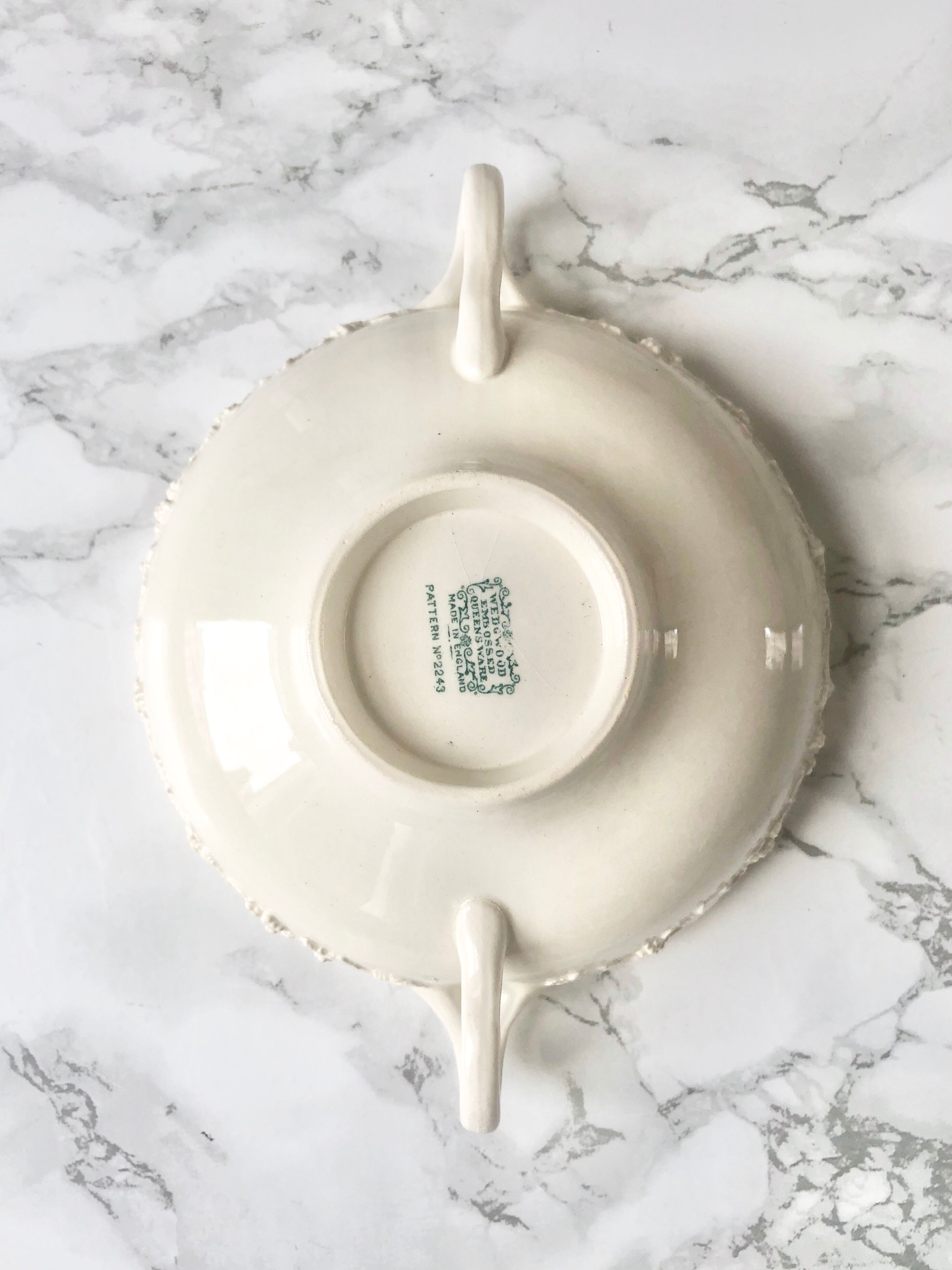 Wedgwood House's old white earthenware broth and sub-cup