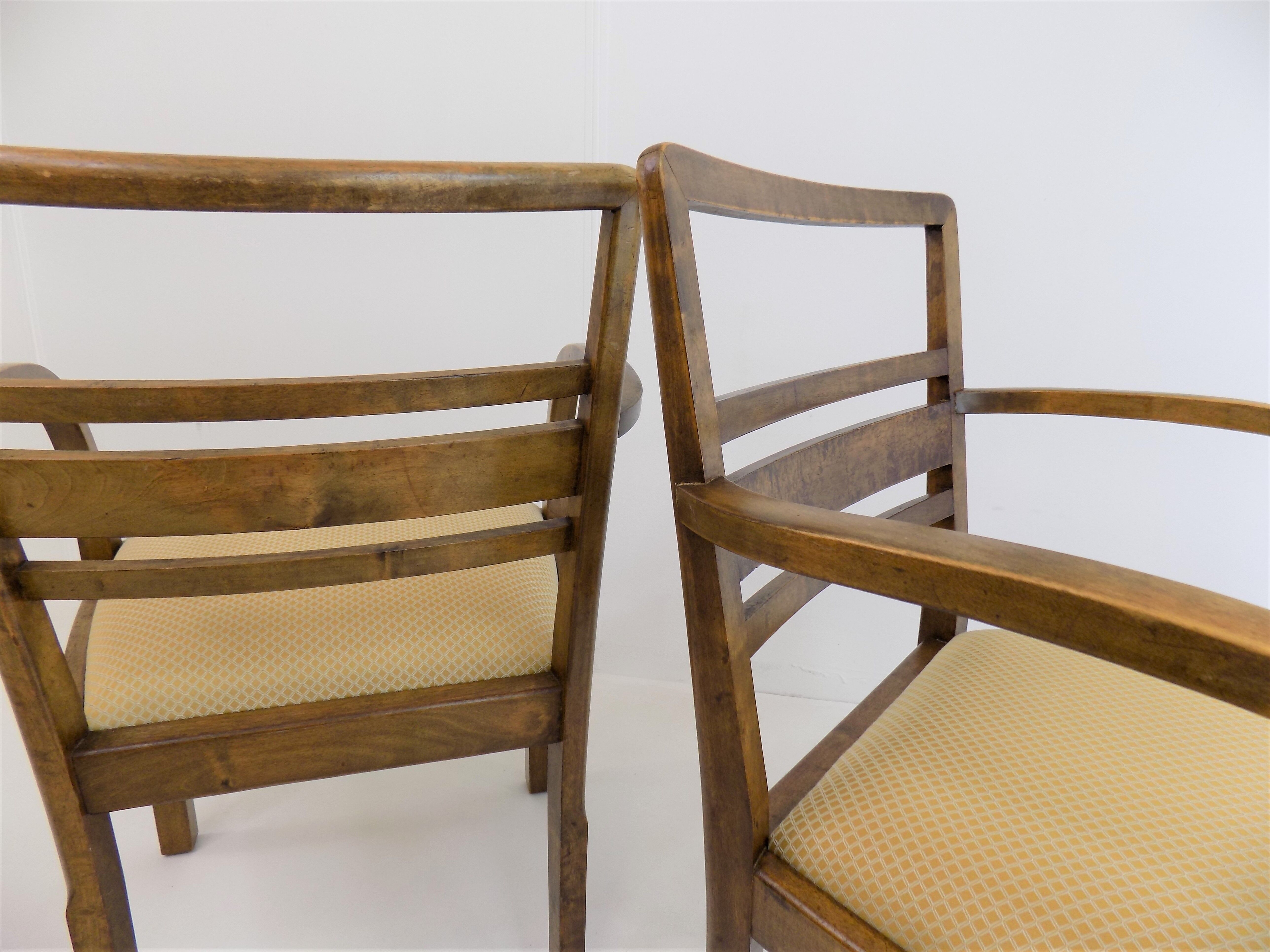 Set of 2 Art Deco chairs in birch burl